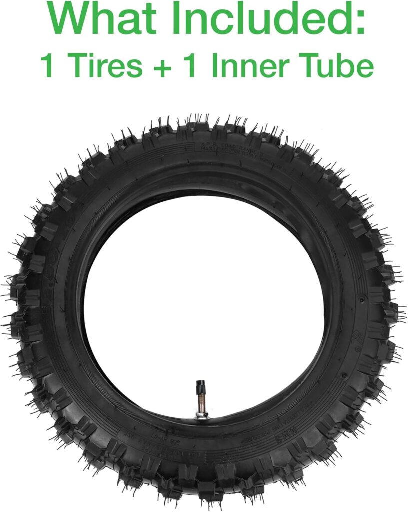 2.5-10 Off-Road Tire and Inner Tube Set - Dirt Bike Tire with 10-Inch Rim and 2.5/2.75-10 Dirt Bike Inner Tube Replacement Compatible with Honda CRF50/XR50, Suzuki DRZ70/JR50, and Yamaha PW50