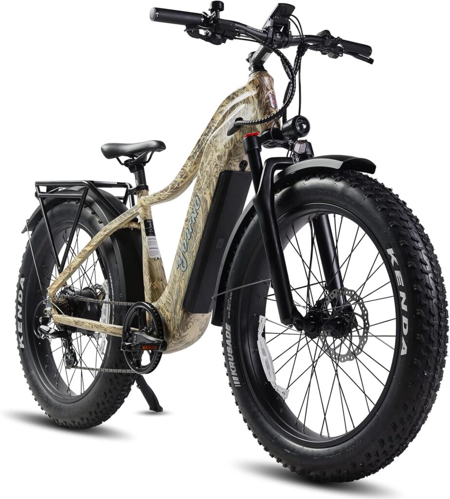 E-Scout PRO, 750W Young Electric Bike 48V/20Ah Battery with 3A Fast Charger, Up to 80Mi 28MPH, 26x4.0 Fat Tire Mountain Snow Beach Off-Road Adult Ebike