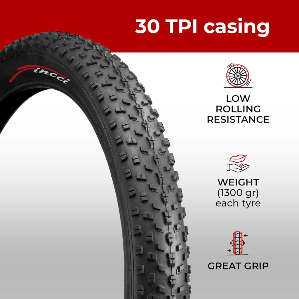 Fincci Pair 26x4.0 Fat Bike Tires 100-559 Foldable Fat Tires for Road Mountain MTB Mud Dirt Offroad Bike Bicycle - Pack of 2