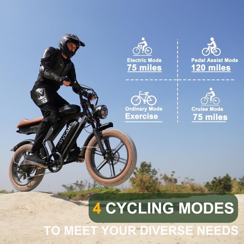 MOVCAN Electric Bike for Adult 1000W/1500W Motor 20 in Fat Tire Ebike,Up to 28/32MPH  70/120 Miles,15.6/31.2AH Removable Dual Battery, 7 Speed Gear Hydraulic Brakes Electric Motorcycle Bicycle