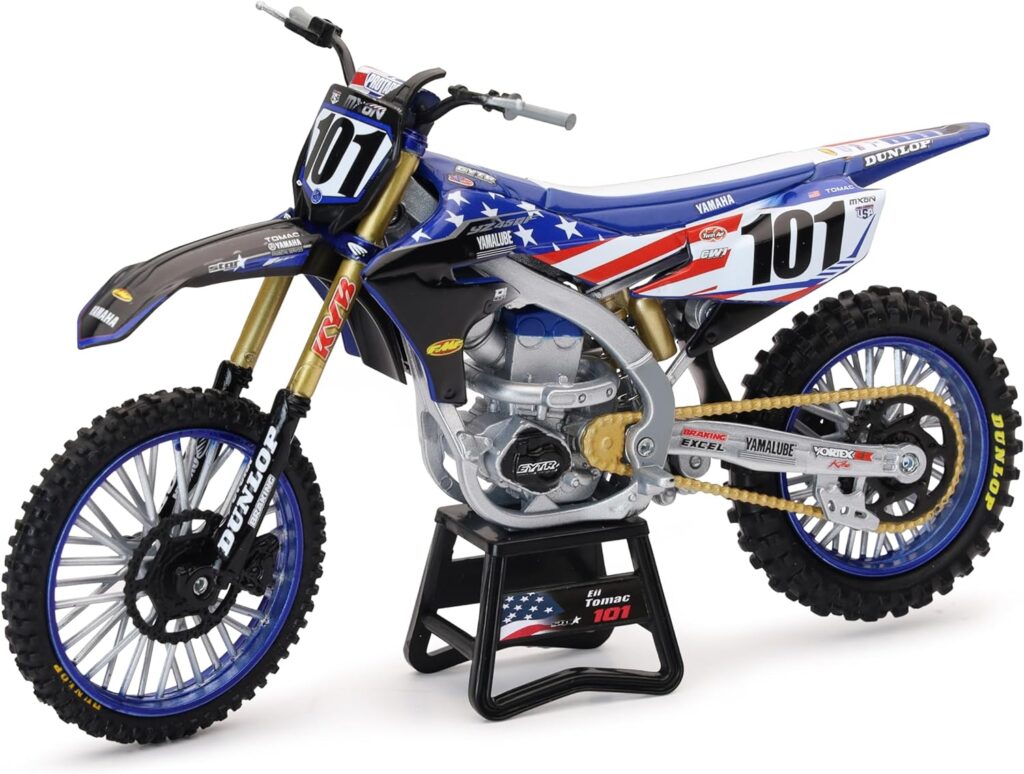 New Ray Toys Yamaha YZ450F Motocross of Nations Bike Eli Tomac Race Team Replica, 1:12 Scale, Kids, Gifts, Birthdays