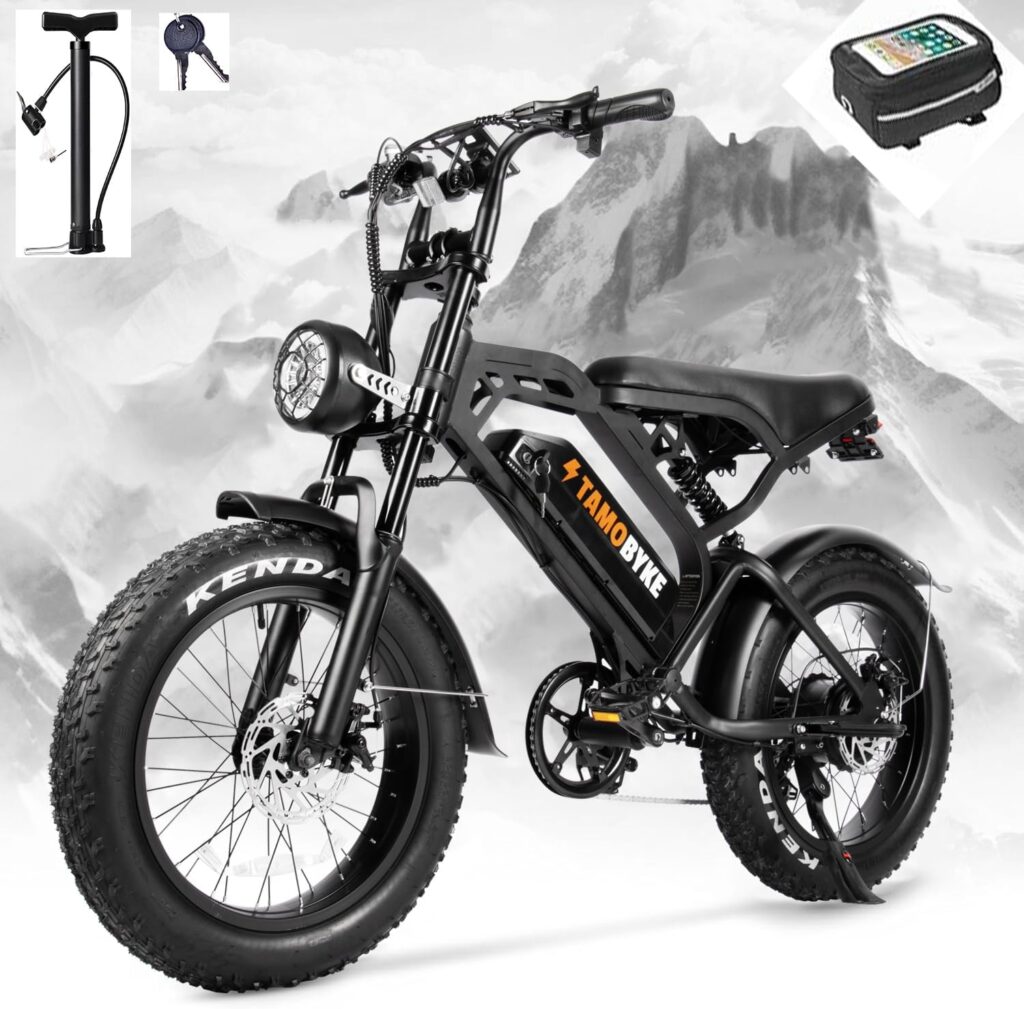 V20 Electric Bike,1000W/1500W Motor,48V15Ah/30Ah Removable Battery Ebike, 45-100 Miles Max Range, Dual Disc Brake, 27-28mph Max Speed,Throttle,Steering Light. UL Certified.